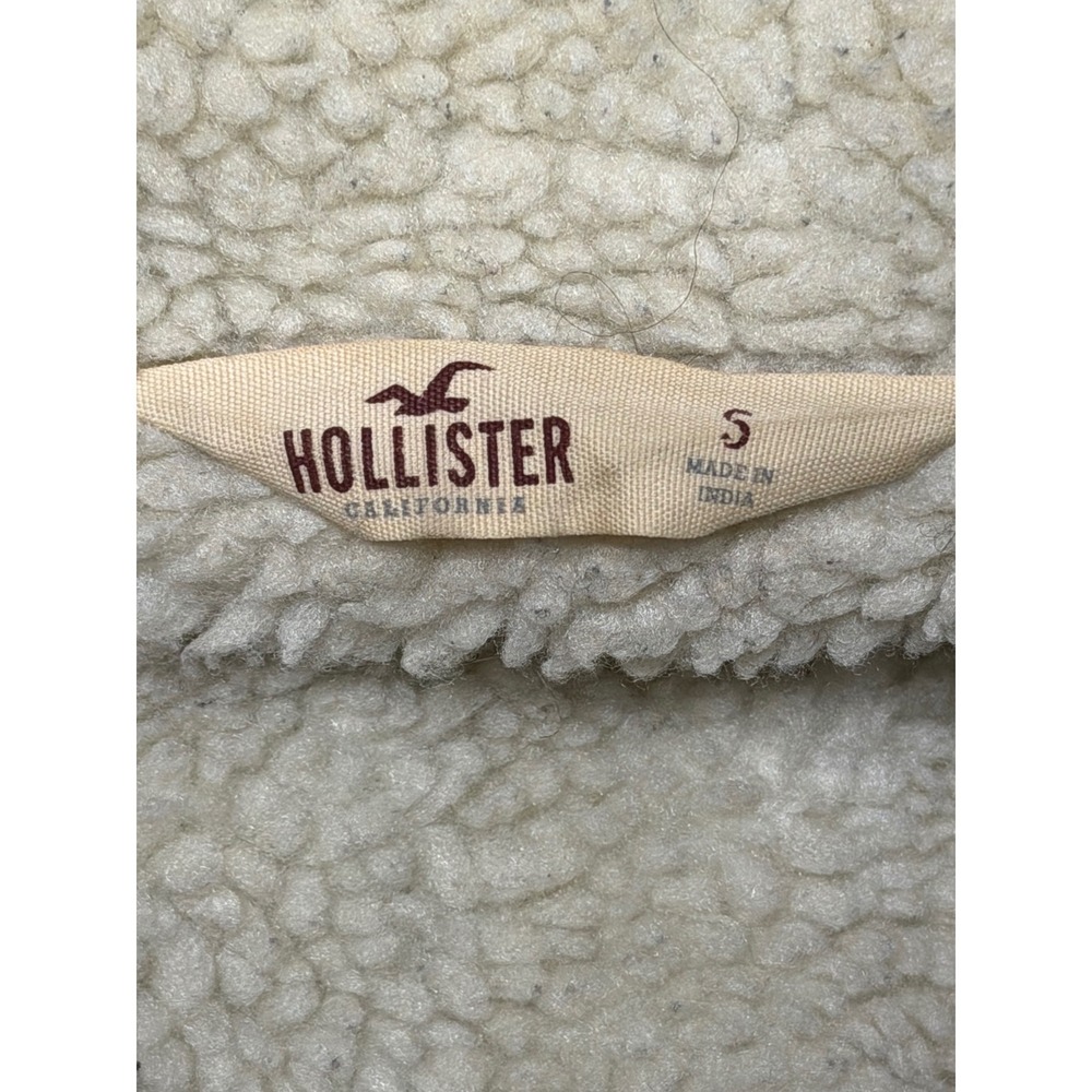 Hollister Women's Olive Green Faux Fur Hood Cotton Parka Jacket Size S Y2K - Picture 5 of 8